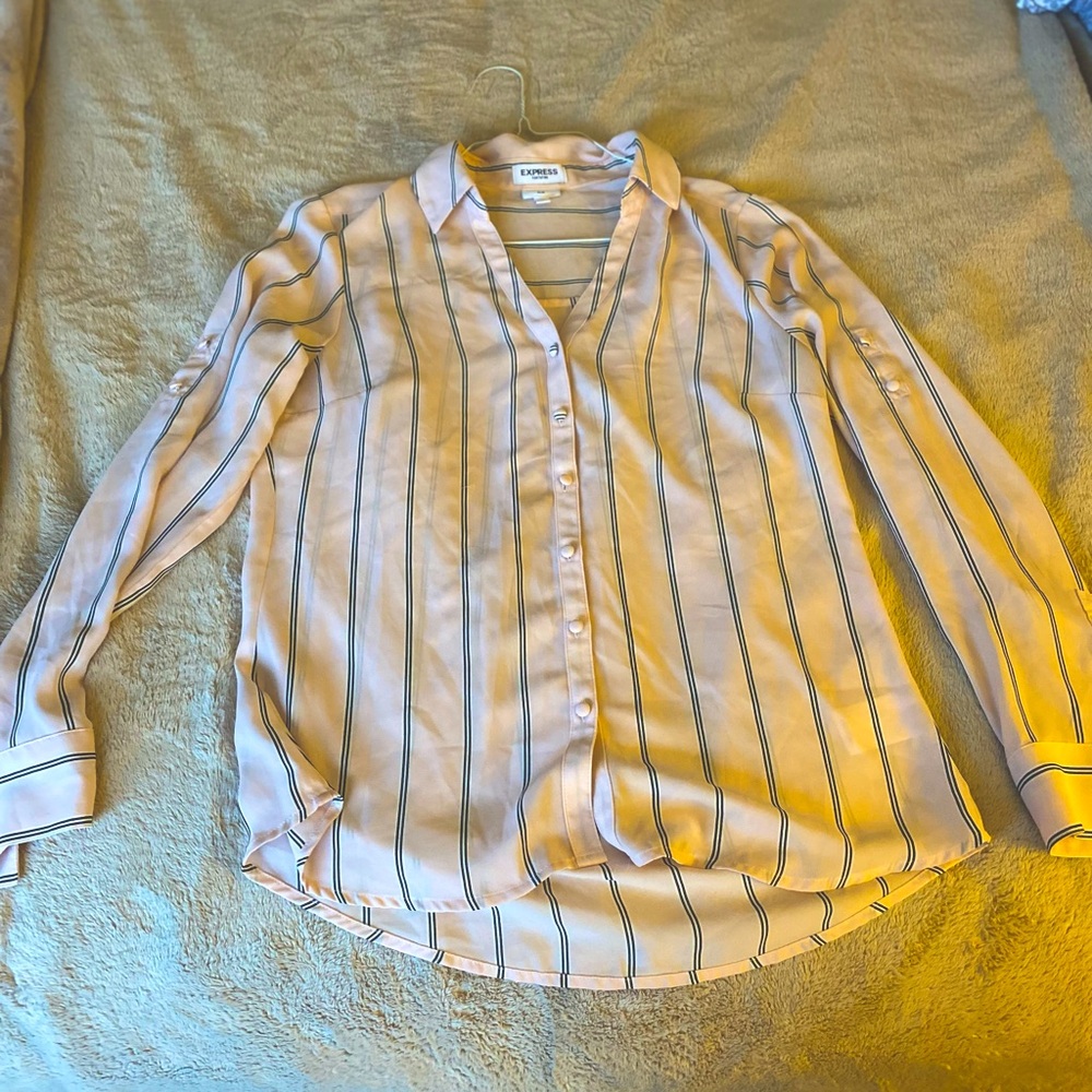 Light Pink Striped Woman’s Blouse Medium
